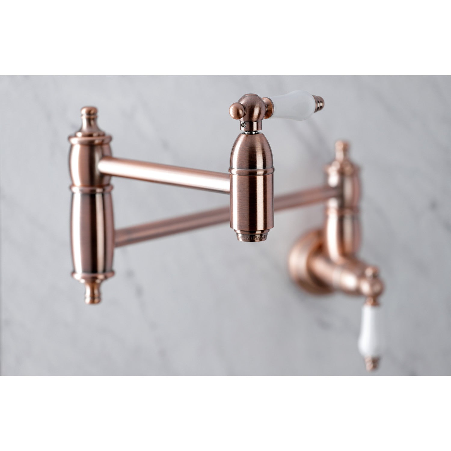 Kingston Heirloom KS310PLAC - Restoration Two-Handle 1-Hole Wall Mount Pot Filler Faucet, Antique Copper — thumbnail 2
